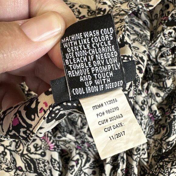 Torrid Womens Size 2X Paisley Print Challis Lace-Up Babydoll Blouse White Black - Picture 12 of 14